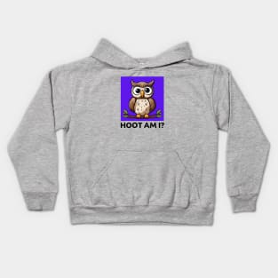 Hoot Am I | Owl Pun Kids Hoodie